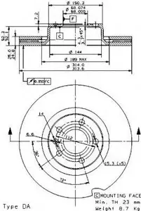 BREMBO 09954011 Диск торм.перед.вент.