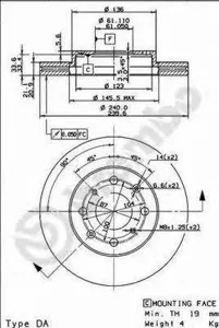 BREMBO 09955410 Диск торм.перед.вент.