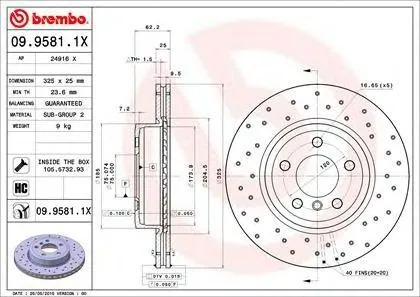 BREMBO 0995811X Диск тормозной передн. серии Bre Mercedes o Xtra BMW X3 (E83) 0103-1211