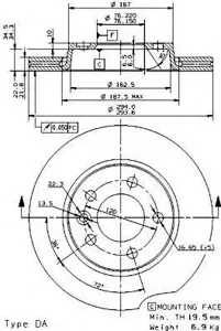 BREMBO 09958210 Торм.диск задний вентилируемый