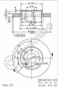 BREMBO 09960714 Диск торм.вент.