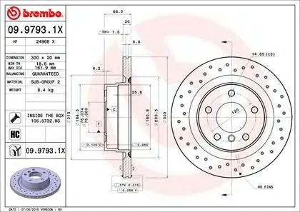 BREMBO 0997931X Диск тормозной 09.9793.1X задний перфорированный Xtra BMW E81E87E90F22F32 1.8-2.0D 04>