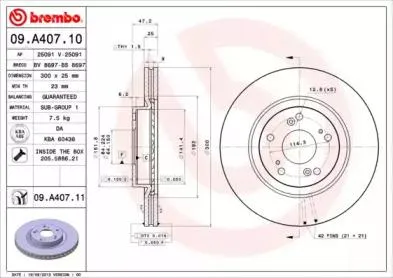 BREMBO 09A40710 Диск торм.перед.вент.