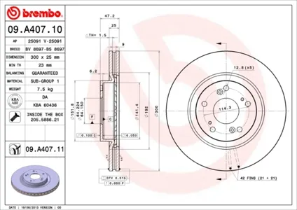 BREMBO 09A40711 Диск торм.вент.