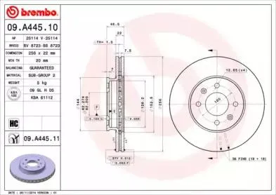BREMBO 09A44510 Диск торм.перед.вент.