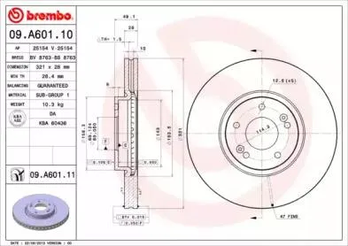 BREMBO 09A60110 Диск торм.перед.вент.