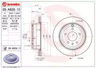BREMBO 09A62910 Диск торм.вент.