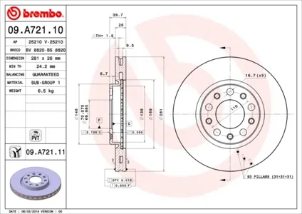 BREMBO 09A72111 Тормозной диск