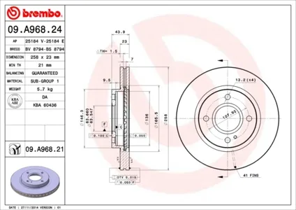 BREMBO 09A96824 Диск торм.перед.вент.