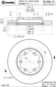 BREMBO 09B06310 Диск торм.вент.