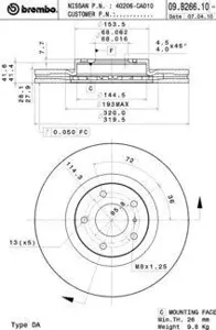 BREMBO 09B26611 Диск торм.вент.