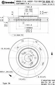BREMBO 09B26910 Диск торм.вент.