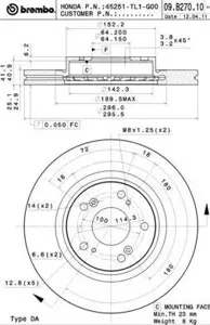 BREMBO 09B27010 Диск торм.вент.