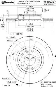 BREMBO 09B27210 Диск торм.вент.