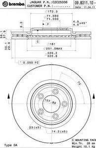 BREMBO 09B31111 Диск торм.вент.