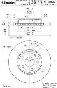 BREMBO 09B34441 Диск торм.вент.