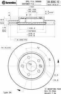 BREMBO 09B35510 Диск торм.вент.