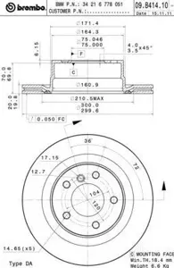 BREMBO 09B41411 Тормозной диск