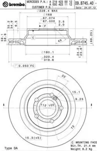 BREMBO 09B74541 Диск торм.вент.