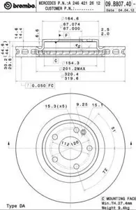 BREMBO 09B80741 Диск торм.вент.