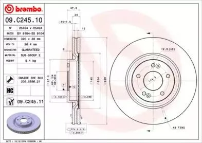 BREMBO 09C24511 Диск торм.вент.