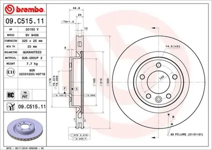 BREMBO 09C51511 Диск тормозной 09.C515.11