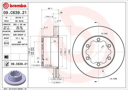 BREMBO 09C63921 Диск торм.вент.