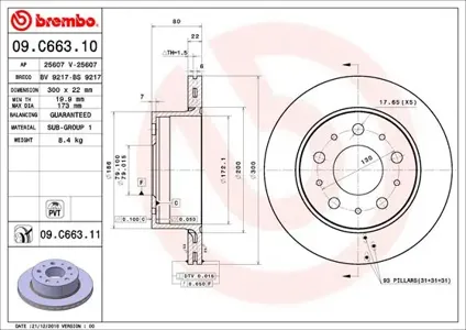 BREMBO 09C66311 Диск торм.вент.