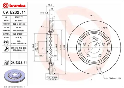 BREMBO 09E23211 Диск торм.вент.