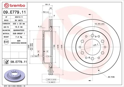 BREMBO 09E77911 Диск торм.вент.