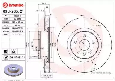 BREMBO 09N26521 Диск торм.вент.