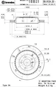 BREMBO 09R12421 Диск торм.вент.