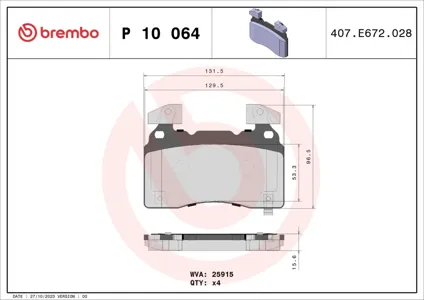BREMBO P10064 Колодки торм.
