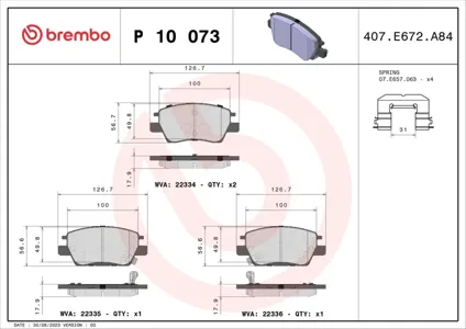 BREMBO P10073 Колодки торм.