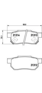 BREMBO P28017 Колодки торм.задние =233 02=572136B=FDB621 Honda Civic 1.4-1.6 87-01 Prelude 2.0 88-92