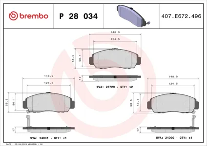 BREMBO P28034X Колодки торм.передние Xtra