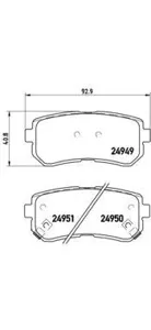 BREMBO P30046 Колодки торм.задние Hyundai i20 08-14 (для авто. с ESP)