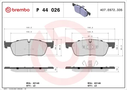 BREMBO P44026 Колодки торм.передние XTRA Jaguar E-Pace 17>, Land Rover Discovery Sport 2.0-2.0D 14>