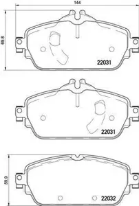 BREMBO P50119 Колодки торм. Mercedes W205 14- передние L=144мм.