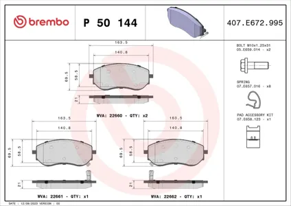 BREMBO P50144 Колодки торм.