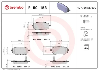 BREMBO P50153 Колодки торм.