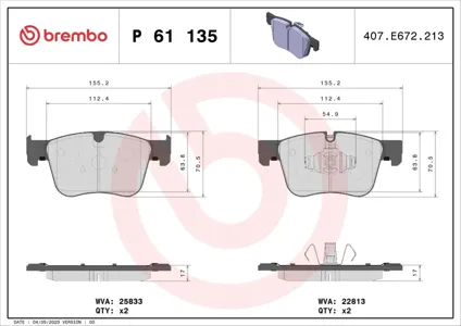 BREMBO P61135 Колодки торм.