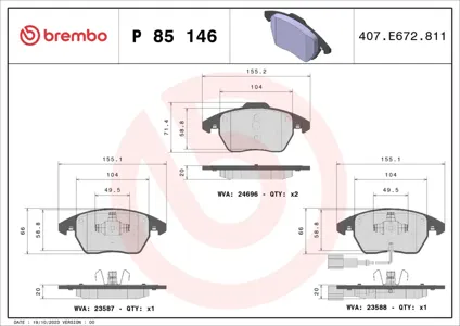 BREMBO P85146X Колодки торм. Xtra Line