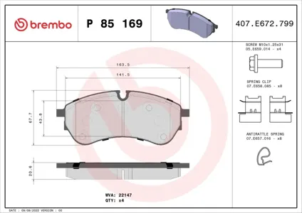 BREMBO P85169 Колодки торм.
