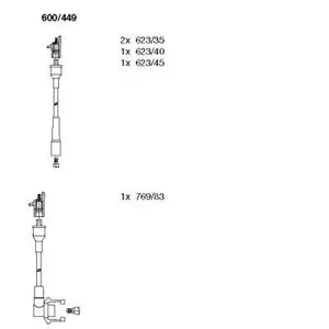 BREMI 600449 Провода вв комплект Renault 18Super 5 v1.4 -90