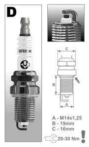 BRISK DR15YC Свеча зажигания 16кл. инж. мед. элек., с газ. об.(блистер)