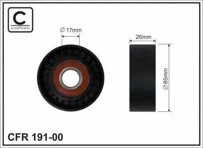 CAFFARO 19100 Ролик ремня приводного Renault Logan Megane 1.5DCi1.6 16v без конд