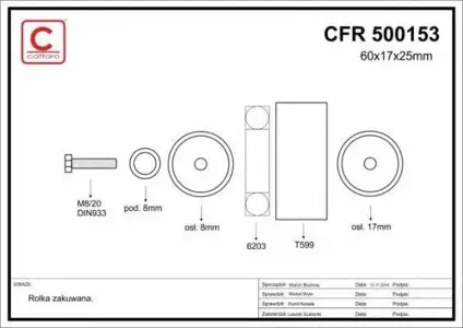 CAFFARO 500153 Ролик приводного ремня Lada Largus