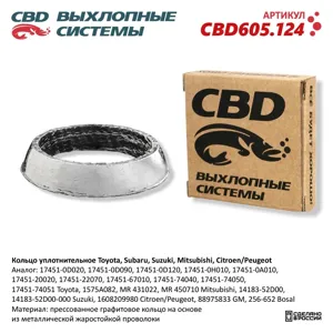 CBD CBD605124 Кольцо уплотнительное Toyota Subaru Suzuki Mitsubishi Citroen Peugeot . CBD605.124 NEW