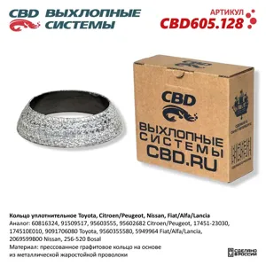 CBD CBD605128 Прокладка FIAT NISSAN Micra (92-10) TOYOTA Corolla (95-00) трубы приемной глушителя CBD